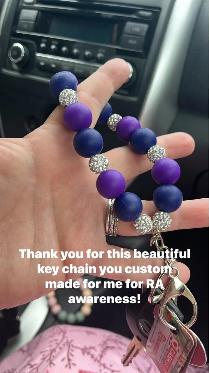 A finished beaded keychain